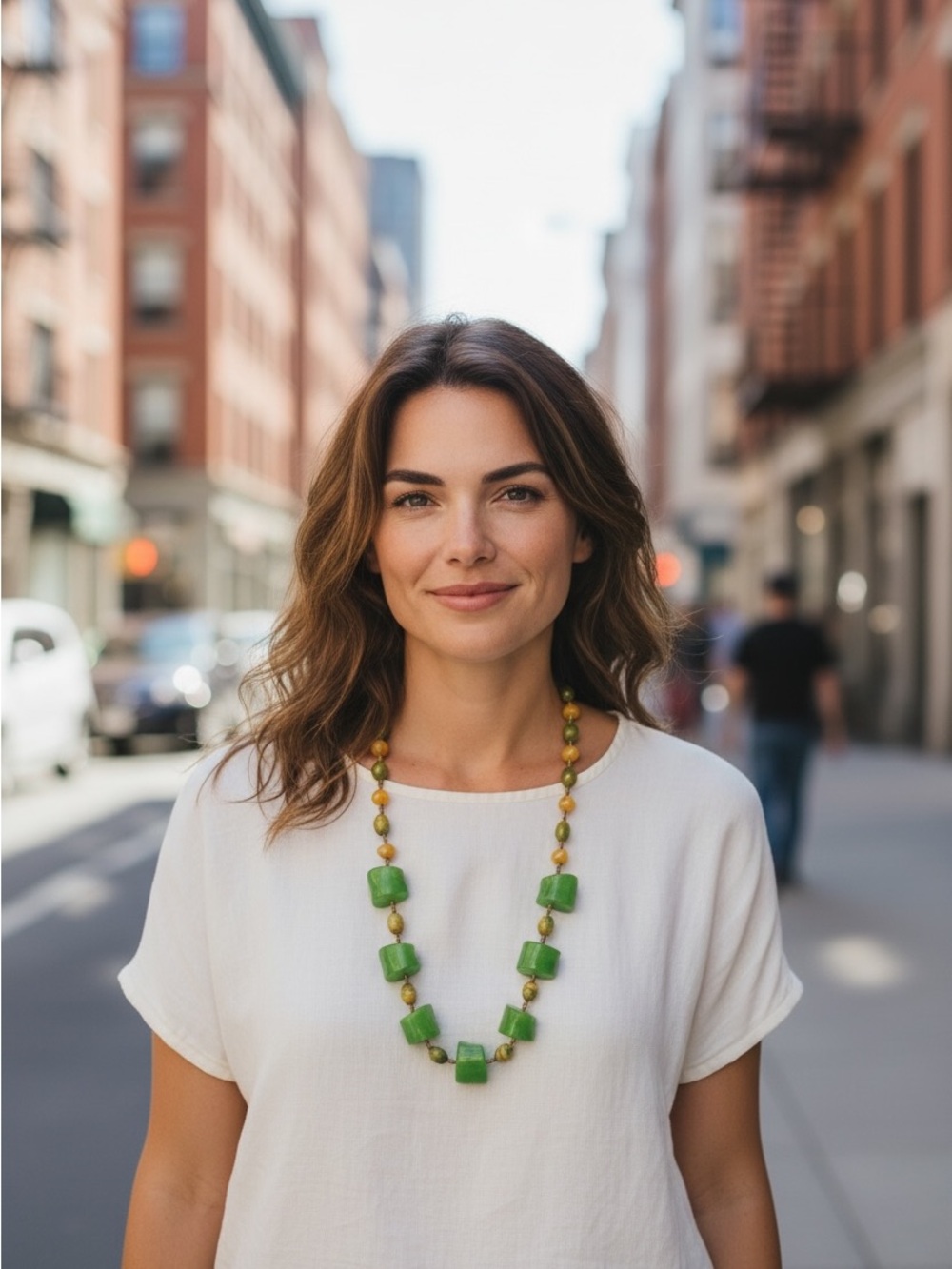 Green & Yellow Boho Necklace 70’s Vibe Perfect for Fall Outfits Unique Statement